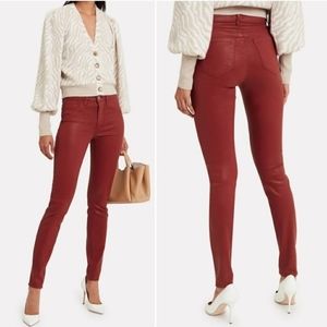 NWT FRAME COATED LE HIGH WASHED RED SKINNY JEANS SIZE 28